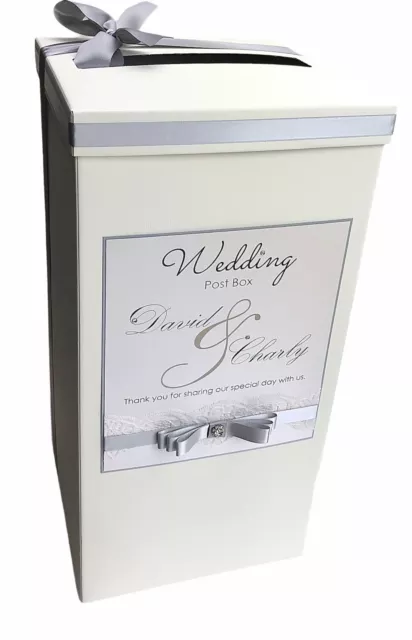 Wedding Post Box, Pearl, Diamantes & Lace Personalised. Card Box. Any Colour!