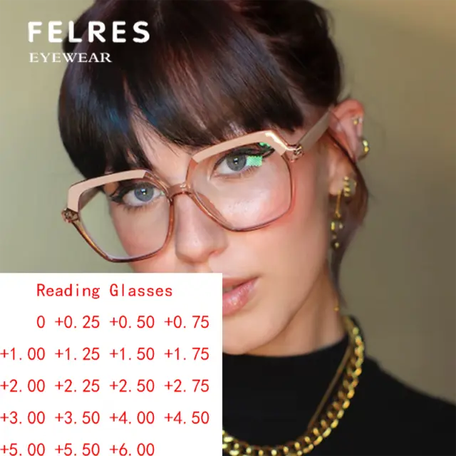 Women Blue Light Blocking Reading Glasses Square Full Frame Clear Lens Glasses