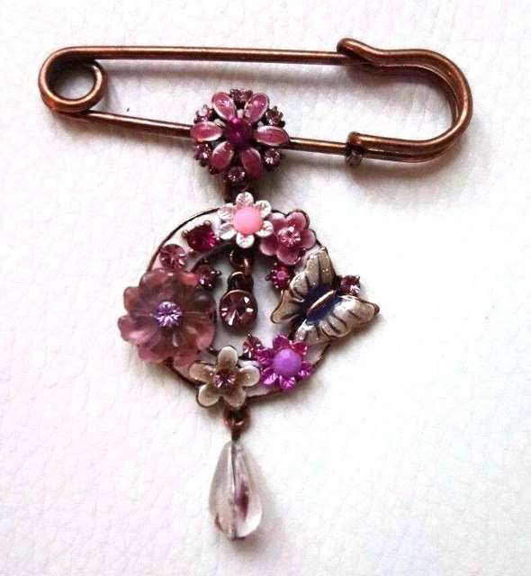 Broche Vintage Rose Années 60 Signée Marcel BOUCHER - Bijou Plaqué Or Jaune - État D'occasion