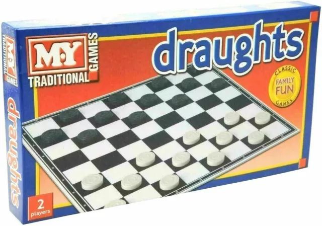 Classic Draughts Checkers Board Game Family Kids Traditional Fun Board Game UK