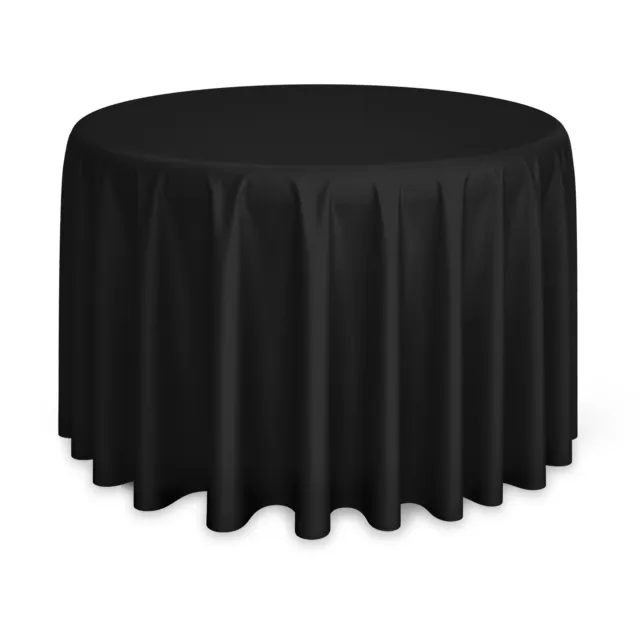 20 Pack 132" Round Wedding Banquet Polyester Fabric Tablecloths - Black