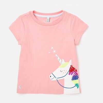 Joules Girls Top T-Shirt 4 Years 3-4 Years Pink Unicorn Astra Artwork