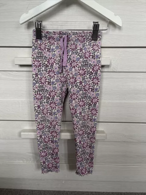 Zara Baby Girl Purple Floral Ribbed Leggings 2-3 Years
