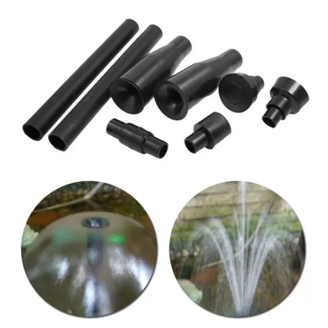 8pcs Set of Black Plastic Fountain Nozzle Heads for Home and Adjustable Height