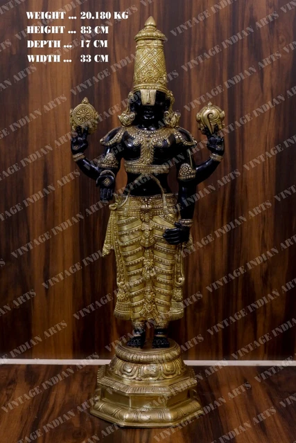 Brass Deity Balaji Idol Venkateswara Statue, Pooja, Lord Shri Tirupati Balaji