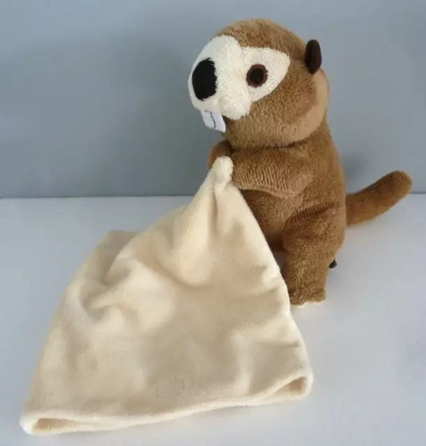 93. DOUDOU PELUCHE MARMOTTE ECO 6 éducation & conservation mouchoir sac marron