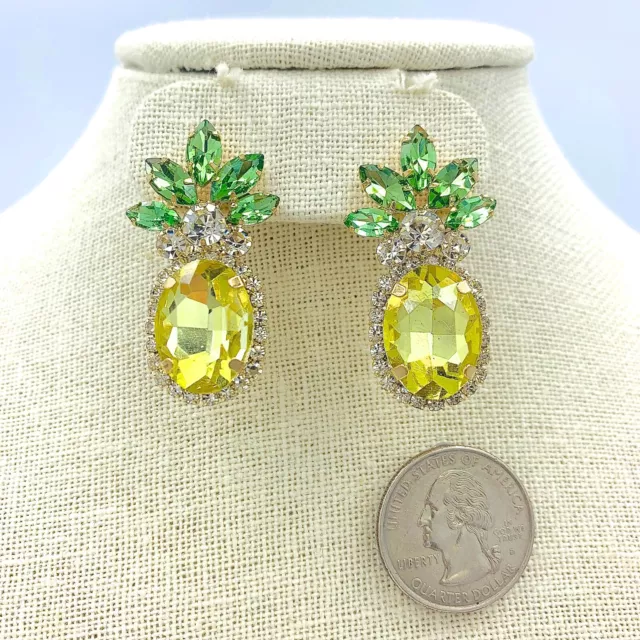 Pineapple Post Earrings - Rhinestone, Crystal Avenue (0.85x1.6in) 2