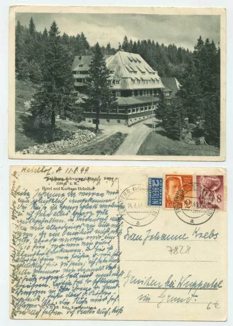 89173 - Feldberg, Hotel und Kurhaus Hebelhof - AK, gelaufen 14.8.1949