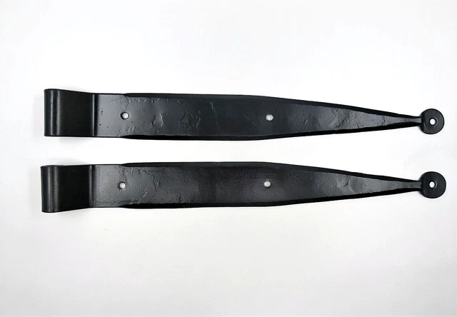 Pair of 16” Forged Beveled USA Made Blacksmith Hand-Forged Strap Hinges Offset