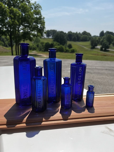 Antique Poison Bottle Lot KH Cobalt Bottles