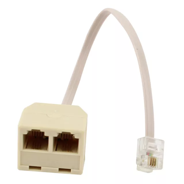 6P4C RJ11 Macho a Dual Hembra Adaptador Divisor Telepone Adaptador De Cable