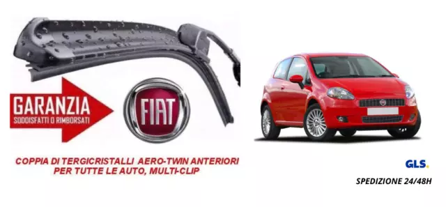 KIT 2 SPAZZOLE TERGICRISTALLO  MOD. FLAT -  FIAT GRANDE PUNTO dal 2005 IN POI