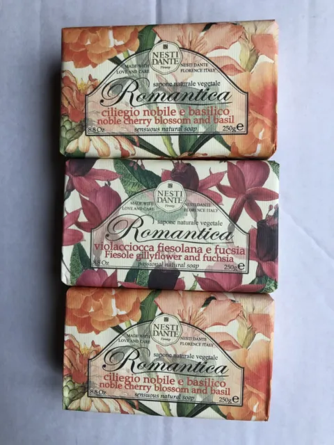 New 3 X Nesti Dante Firenze Violetta Romantic 250g Vegan Friendly Bars Of Soap
