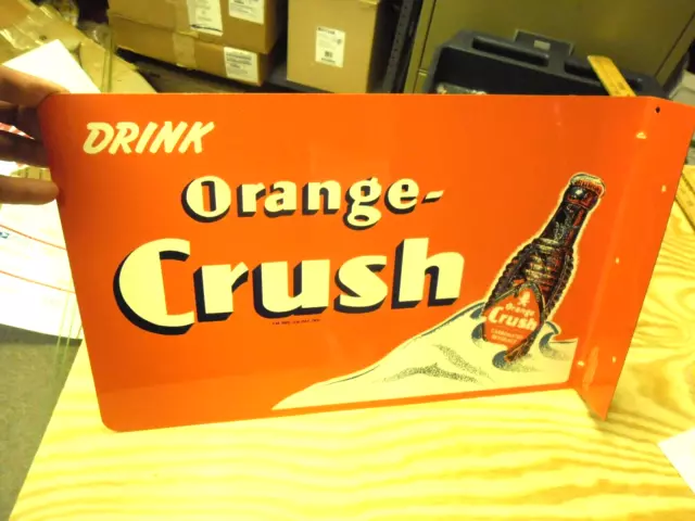 Orange Crush Flange Sign Stout Sign Co. 1 Of 850 Re-Run 1980'S 18 X 11.5