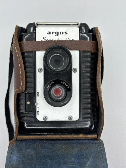 Vintage Argus Camera 75 Seventy Five With Leather Case Untested For Parts Only