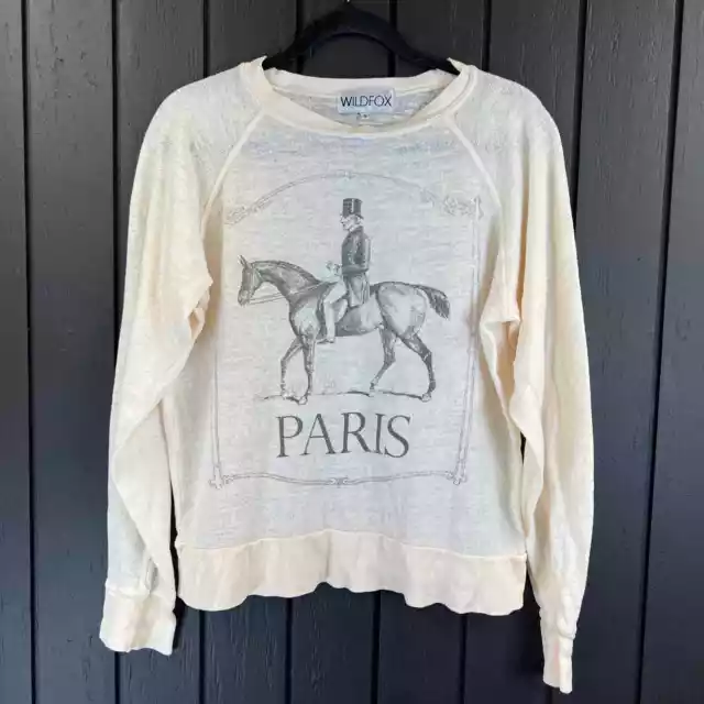 Wildfox Paris Horse Rider Thin Burnout Sweatshirt Small