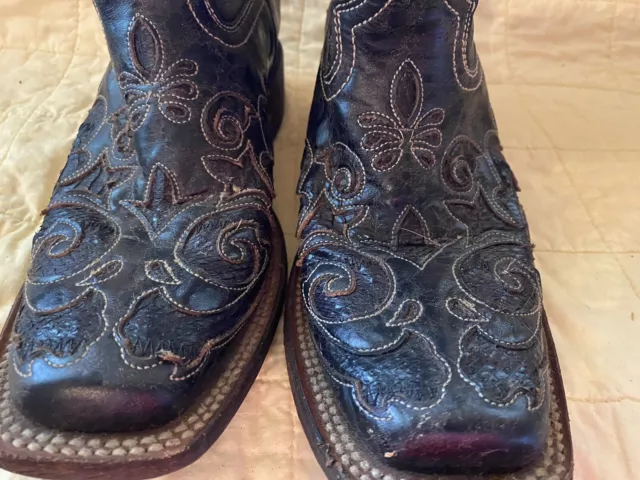 Corral Ladies Inlay Black Python/Cowhide Cowgirl Boots Size 7.5
