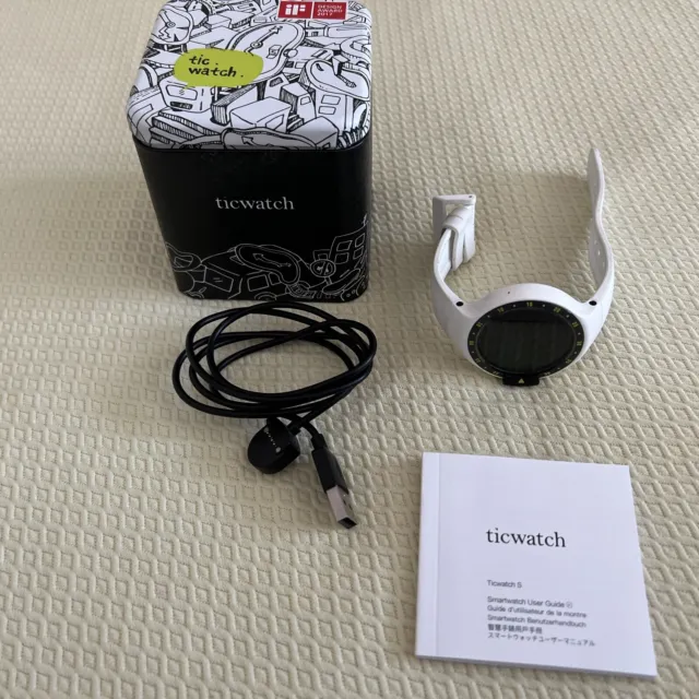Ticwatch S Waterproof Smartwatch, Galcier (White) WF12066