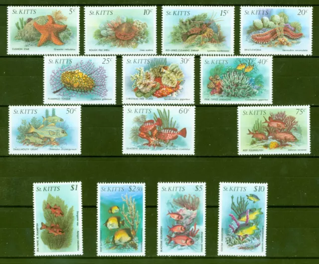 St. Kitts 1984 - Fische Meerestiere Seestern Muschel Schnecke - Nr. 130-43 I **