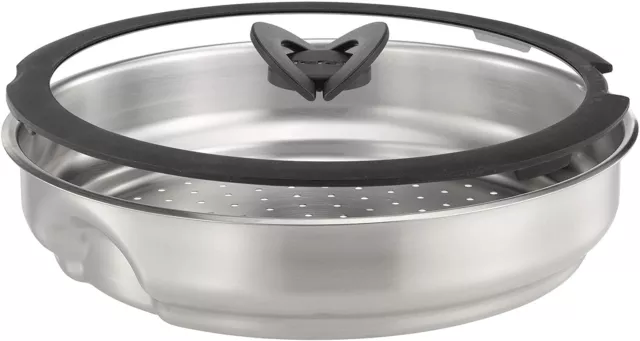 Tefal Ingenio Acier Inoxydable 24cm à Vapeur Avec 26cm Couvercle Verre