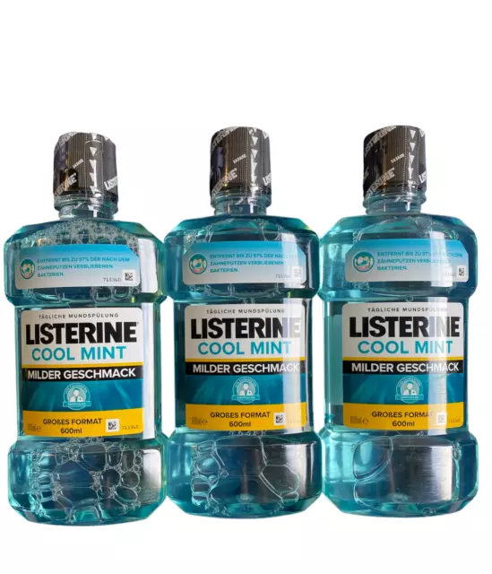 3 x LISTERINE Cool MINT milder Geschmack Mundspülung - (3x600ml)