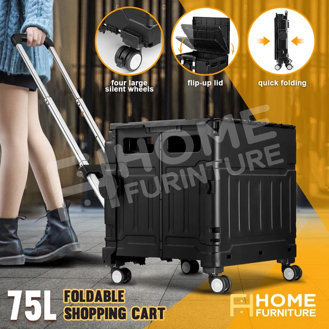 Folding Shopping Grocery Basket Cart Portable Rolling Trolley Luggage Crate Cart
