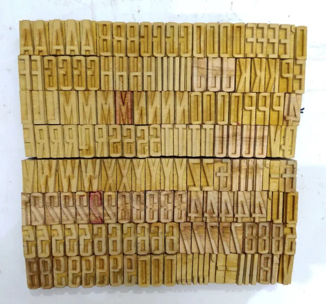 Vintage Letterpress wood/wooden printing type blocks typography 170pc 30mm #LB45