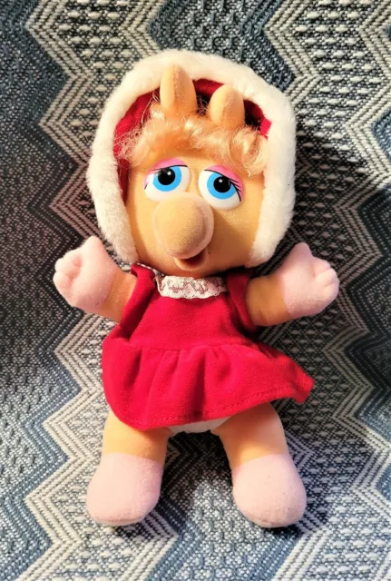 Vintage Baby Miss Piggy Christmas Plush 10” Jim Henson Muppets Babies 1987
