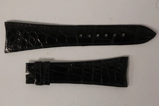 Bracelet De Montre Universal Genève Vintage En Lézard Noir 16 Mm - Occasion (réf. 66541)
