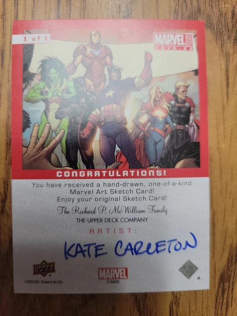 2019-20 Marvel Annual Groot Sketch Card Kate Carleton Artist Auto 1 of 1 3