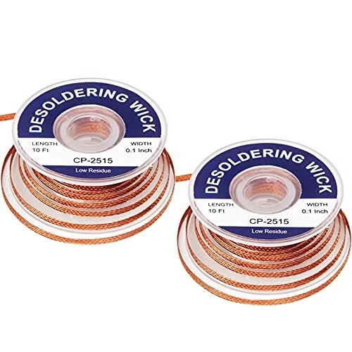 Solder Wicks，No-Clean Solder Wick，10ft Length 2 Pieces Desoldering Braided