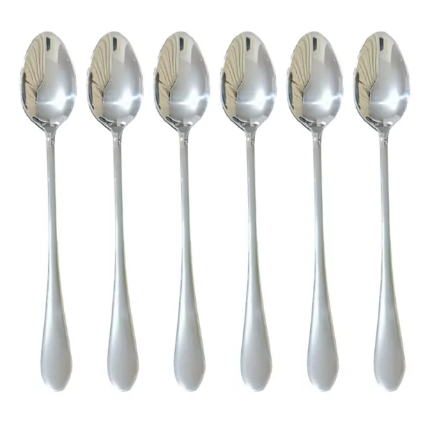 6 Long Handle Teaspoons Tea Spoon Stainless Steel Coffee Latte Ice-cream spoon 2