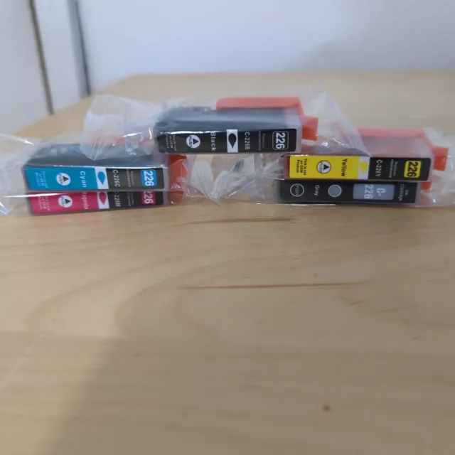 C-226 Ink Cartridges Lot Of 5 Cartridges Yellow, Cyan, Magenta, Black And Gray