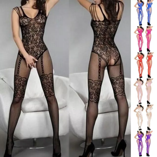 Donna Rete a Rete Body Calze Body Indumenti da Notte Trasparente Lingerie Sexy