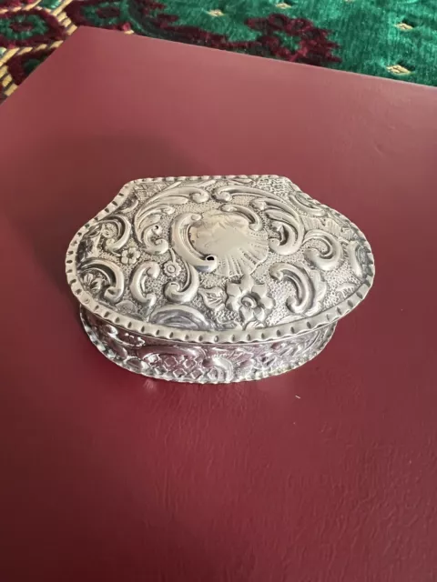 Edwardian Hinged Lidded Box Assayed In Birmingham 1902