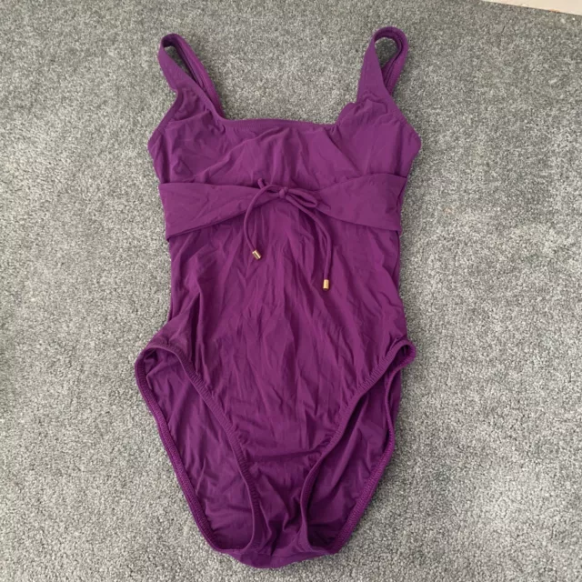 Karla Colletto Purple One Piece Swimsuit Size 6 Tie Front Bathing Suit Underwire