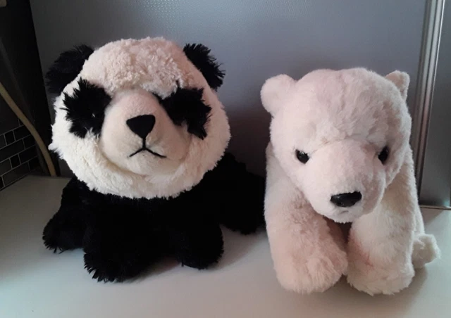 WILD REPUBLIC 9& Panda And Keel Polar Bear 7" Plush Two Realistic Soft
