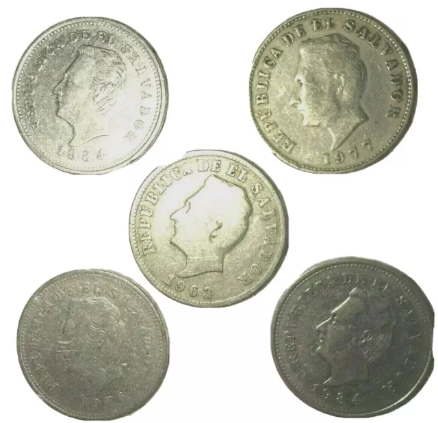 5 Centavos El Salvador 1960s to 1980s Francisco Morazan 5 coins FREE SHIPPING