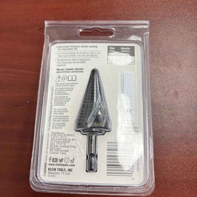 KLEIN TOOLS QRST11 Quick-Release Step Drill SPIRAL FLUTE 7/8 to 1-1/8-Inch 2