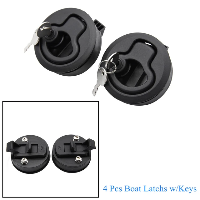 4 Pcs Marine Boat Round Deck Lock Latch with Keys Pull Latches Lift Ring Handle
