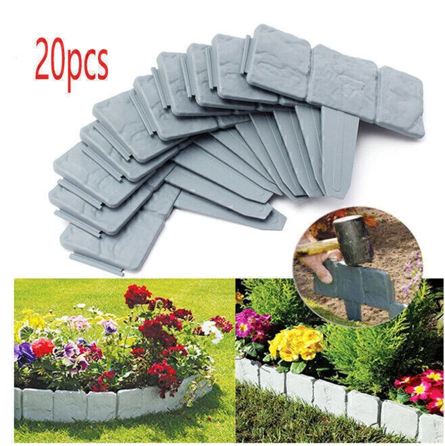 Bechoanigel Rasenkante Kunststoff 20-tlg. - 5m Beetumrandung Schwarz 25x23cm