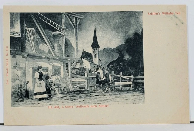 Wilhelm Tell Legendary Swiss Marksman Friedrich Schiller Play #2417 Postcard I3
