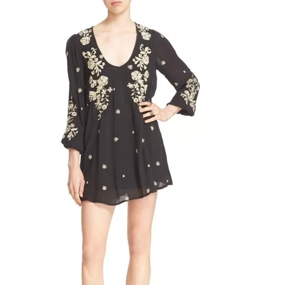 NWOT Free People Sweet Tennessee embroidered swing mini dress XS