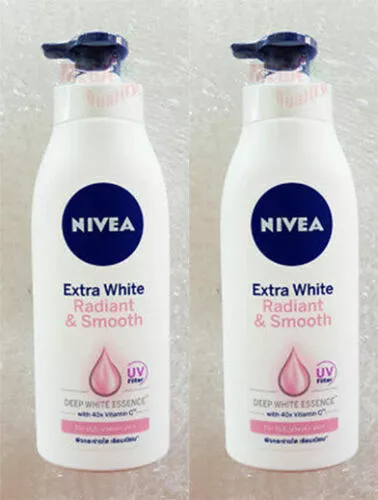 2x NIVEA UV Extra White Radiant UV Filter Body Lotion 40X Vit C Whitening 400ml