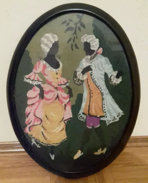 Biedermeier Rahmen Bilderrahmen mit Gobelin Stickbild 43x33cm