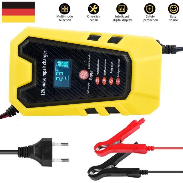 Batteria auto intelligente caricabatterie riparazione impulso batteria avviamento 12V 6A