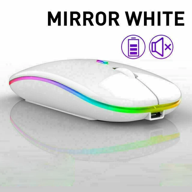 Slim Rechargeable Wireless Mouse RGB LED Dual USB Bluetooth For Laptop PC Mac UK