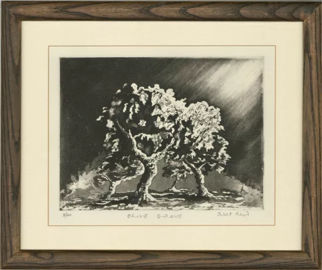 Juliet Keyte - Signed & Framed Contemporary Etching, The Olive Grove