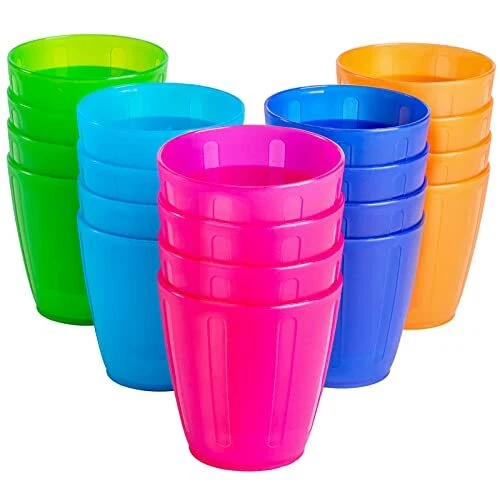 8 oz Kids Cups,Set of 20 Small Plastic Cups for Kids,BPA Free Cups, Dish
