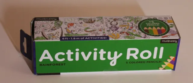 Rollo de actividad Mudpuppy - Rainforest. 6 pies de actividades con 5 lápices de colores